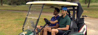 Novak Djokovic, Coach Boris Becker and Mark Stillitano Tee Up for a Game of Golf