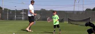 Ryan Harrison Plays Tennis with Braylon, a Young Inspirational Fan