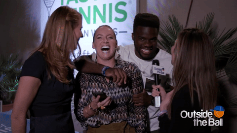 Bethanie & Lucie BFF laugh with Tiafoe